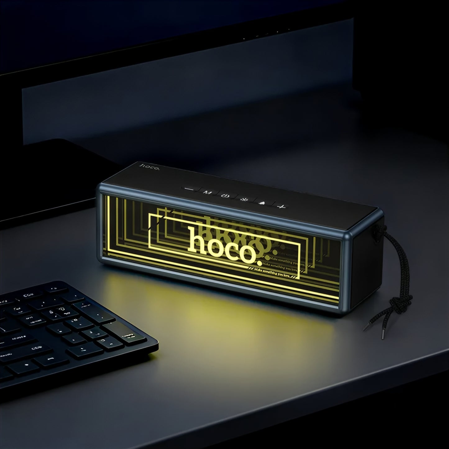Tragbarer Bluetooth-Lautsprecher HOCO HC40, 2 x 10W, TWS, RGB, Schwarz