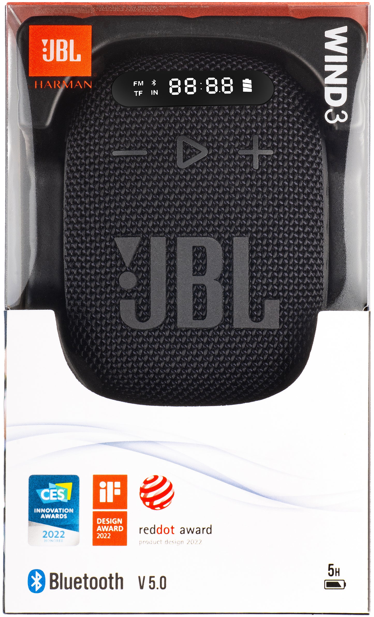 Tragbarer Bluetooth-Lautsprecher JBL Wind 3, 5W, wasserdicht, Schwarz JBLWIND3