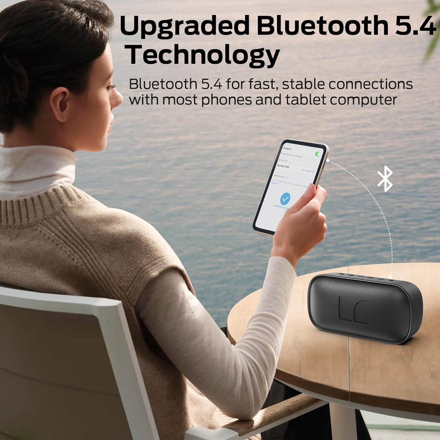 Tragbarer Bluetooth-Lautsprecher Monster S150, 14W, TWS, RGB, wasserdicht, schwarz
