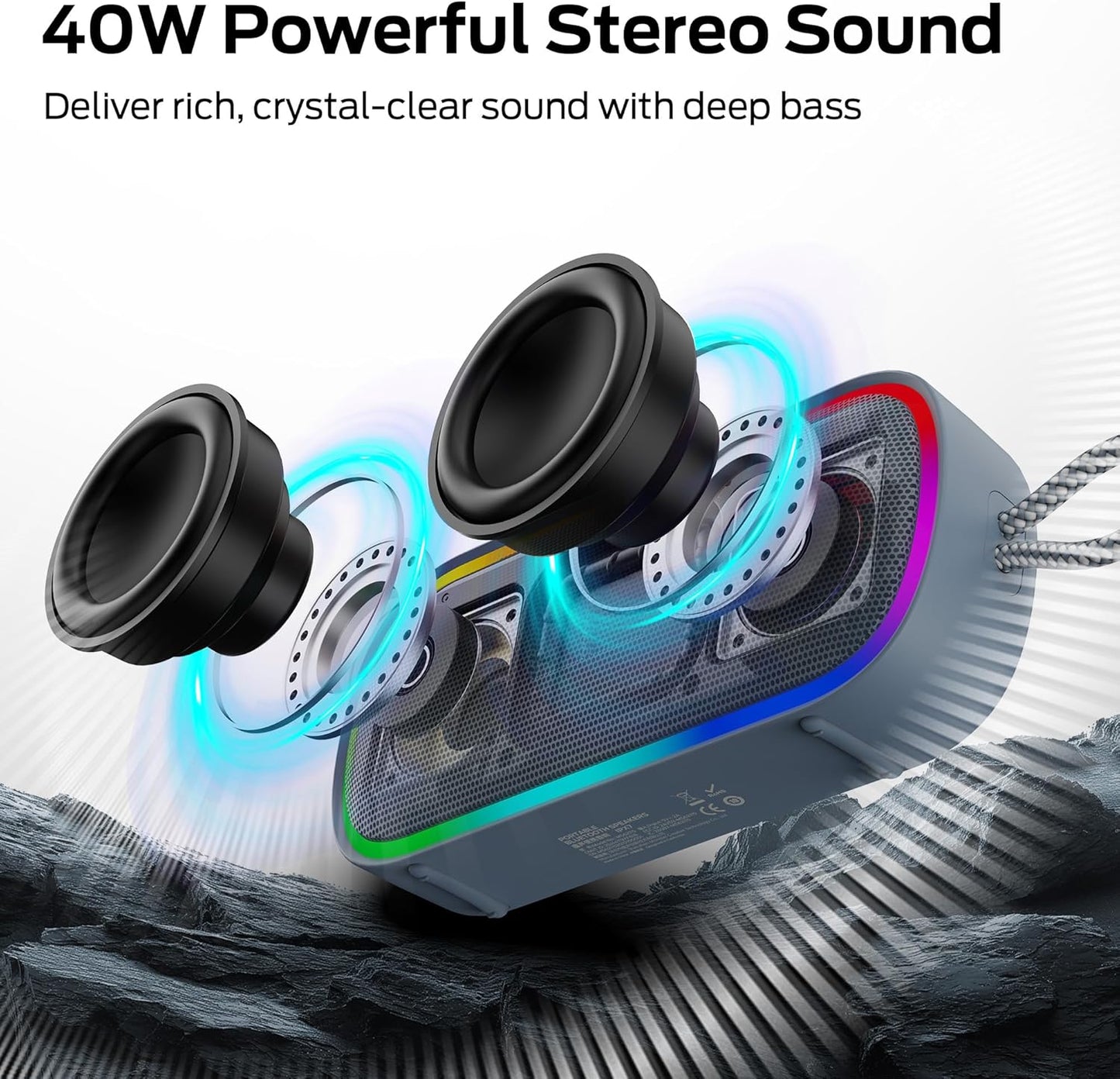 Tragbarer Bluetooth-Lautsprecher Monster S150 Plus, 40W, TWS, RGB, wasserdicht, Blau