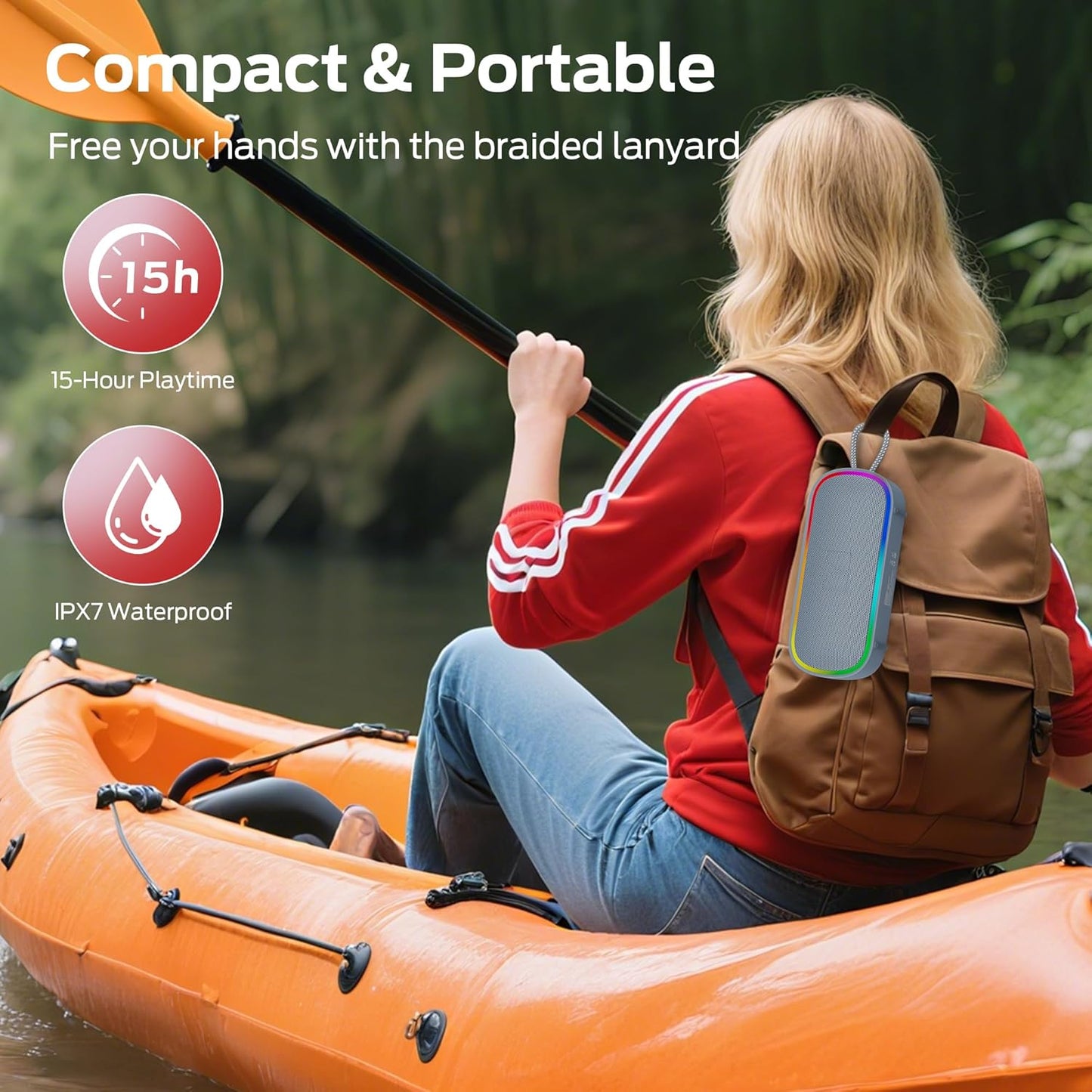 Monster S150 Plus Portable Bluetooth Speaker, 40W, TWS, RGB, Waterproof, Light Cream