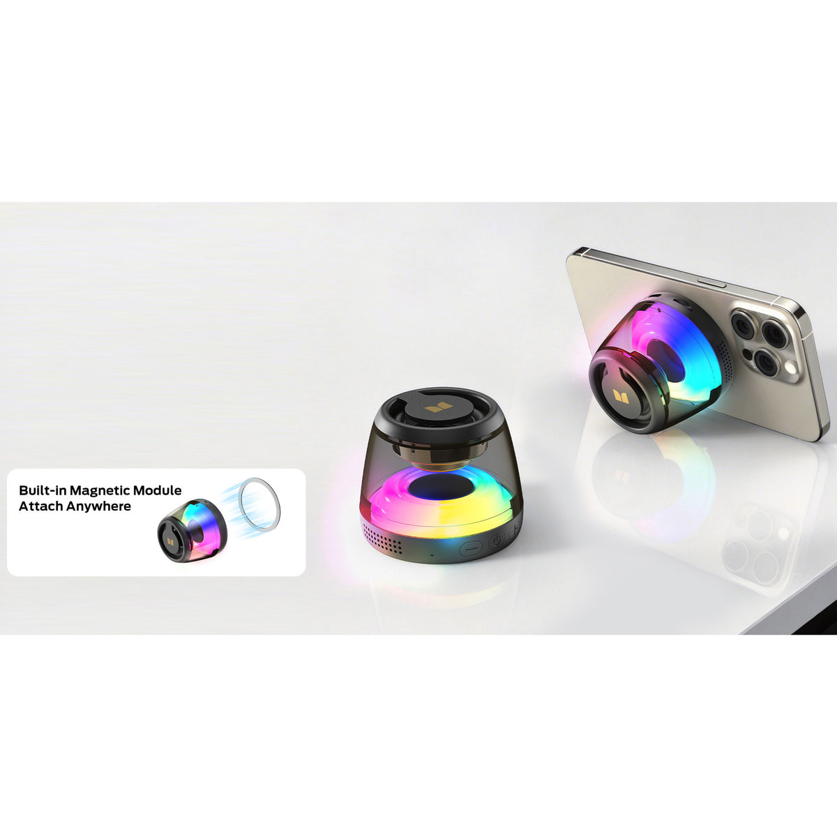 Tragbarer Bluetooth-Lautsprecher Monster Mag Flux, 5W, TWS, RGB, Schwarz
