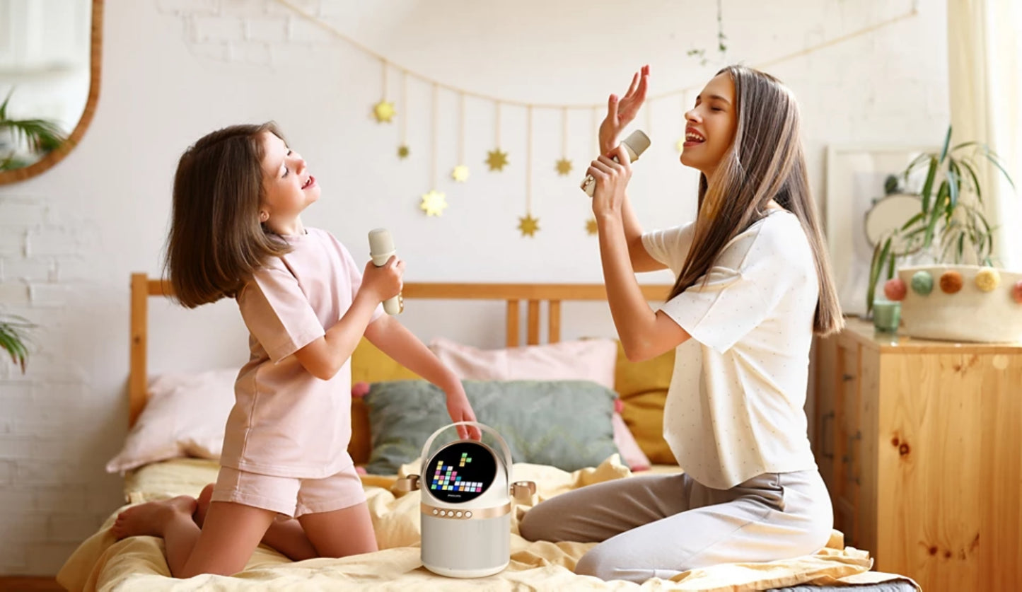Philips Tragbarer Bluetooth-Lautsprecher, 10W, Karaoke, Beige TAS2509WT/00