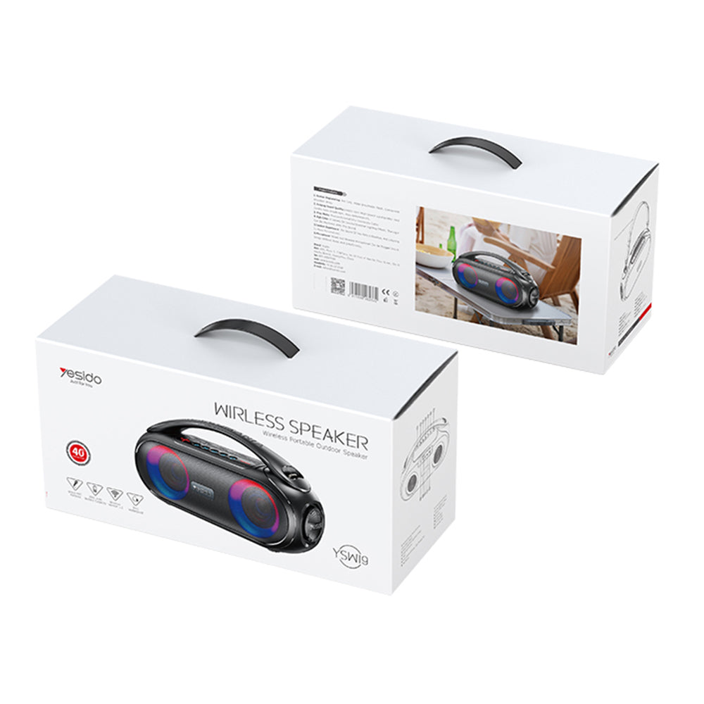 Tragbarer Bluetooth-Lautsprecher Yesido YSW19, 40W, RGB, Wasserdicht, Schwarz