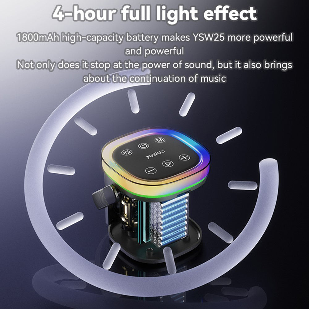 Tragbarer Bluetooth-Lautsprecher Yesido YSW25, 5W, RGB, Schwarz