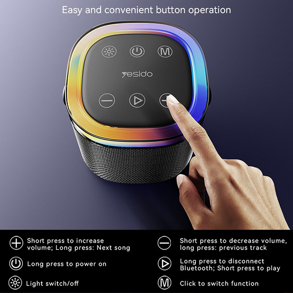 Tragbarer Bluetooth-Lautsprecher Yesido YSW25, 5W, RGB, Schwarz