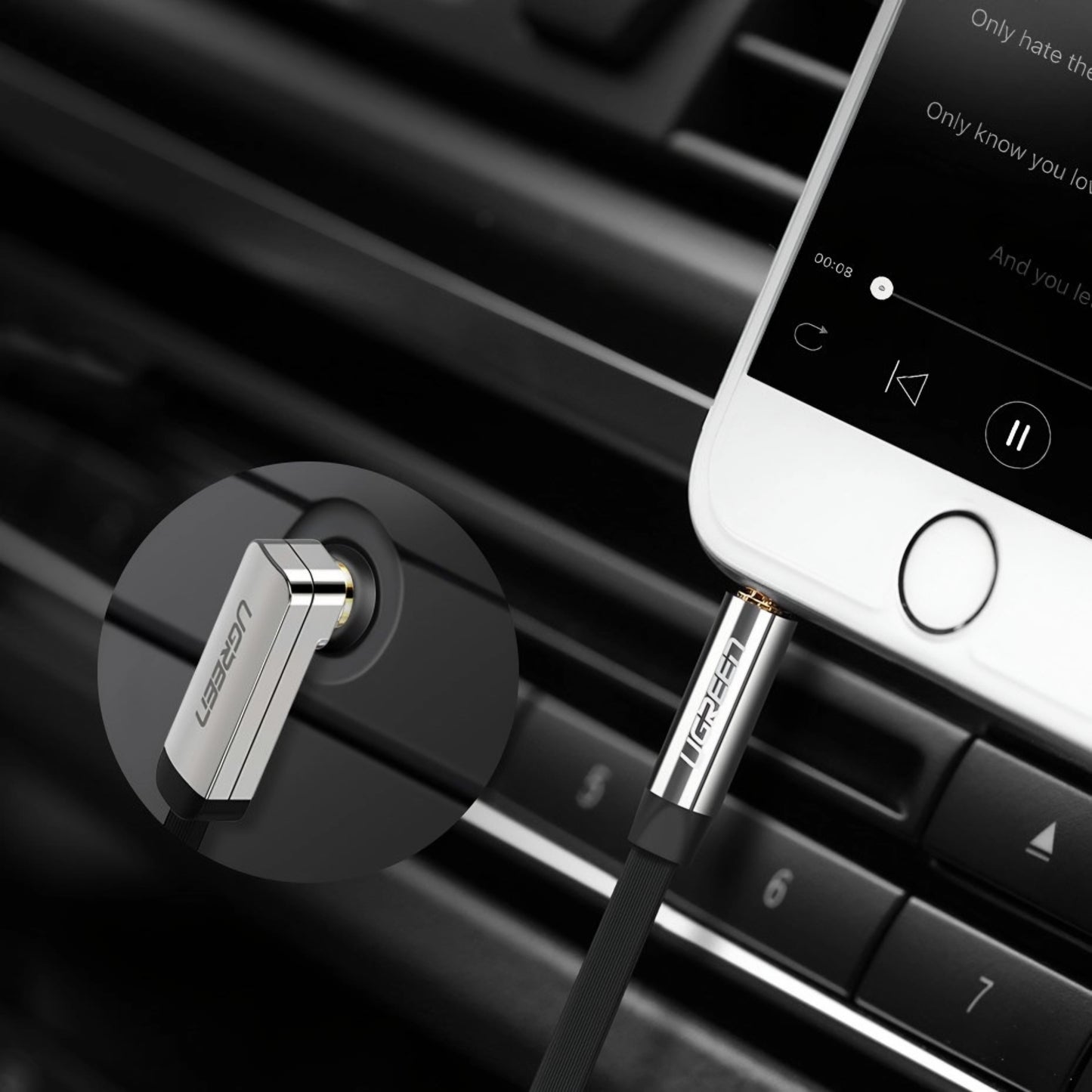Audio-Kabel 3.5mm - 3.5mm UGREEN AV119 Angled, 2m, Schwarz