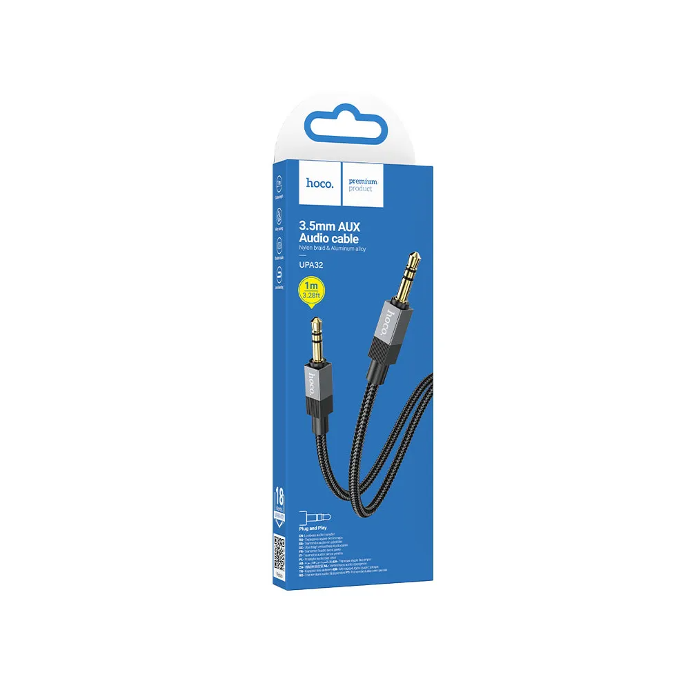 Audio-Kabel 3.5mm - 3.5mm HOCO UPA32, 1m, Schwarz