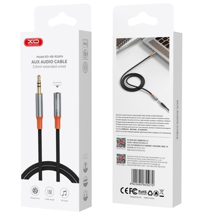 Audio-Kabel 3.5mm - 3.5mm XO Design NB-R269A, 1m, Schwarz