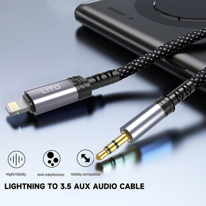 Audio-Kabel Lightning - 3.5mm Lito LA01L, 1m, Schwarz