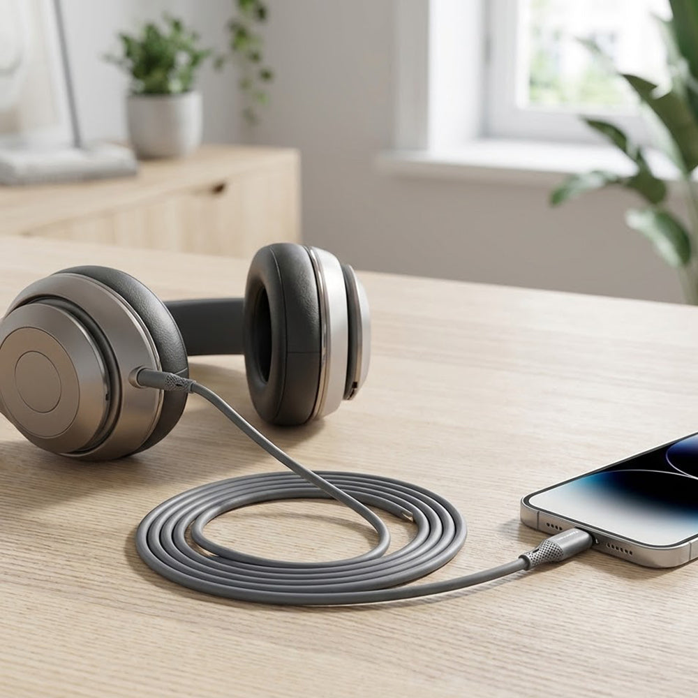 Audio-Kabel Lightning - 3.5mm Techsuit AC5 SoundFlex, 1m, Grau