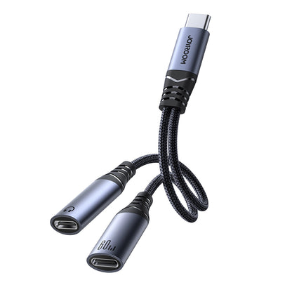 Audio-Kabel USB-C - 2 x USB-C Joyroom SY-C03, 0.14m, Schwarz