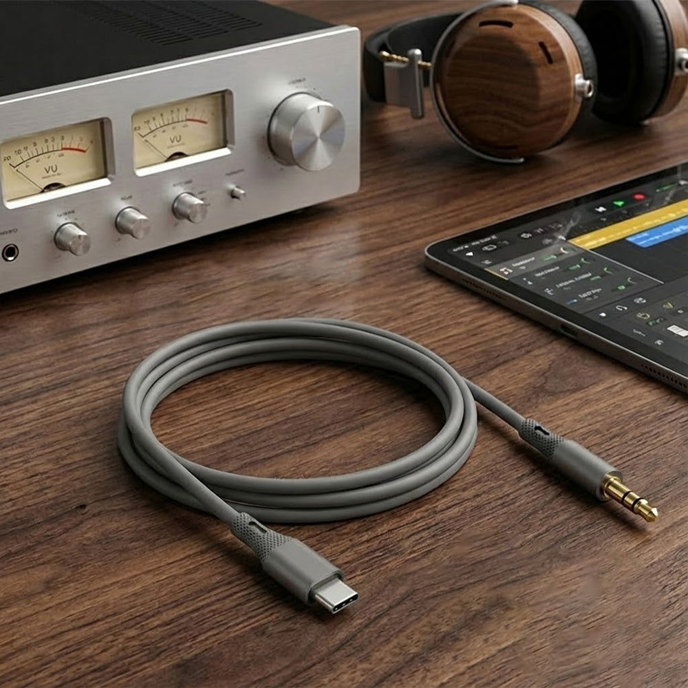 Audio-Kabel USB-C - 3,5mm Techsuit AC4 SoundFlex, 1m, Grau