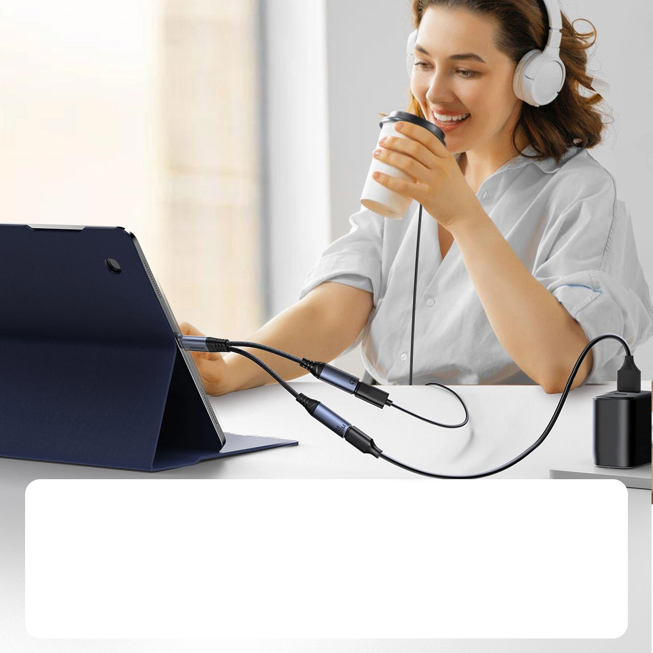 Audio-Kabel USB-C - 2 x USB-C Joyroom SY-C03, 0.14m, Schwarz