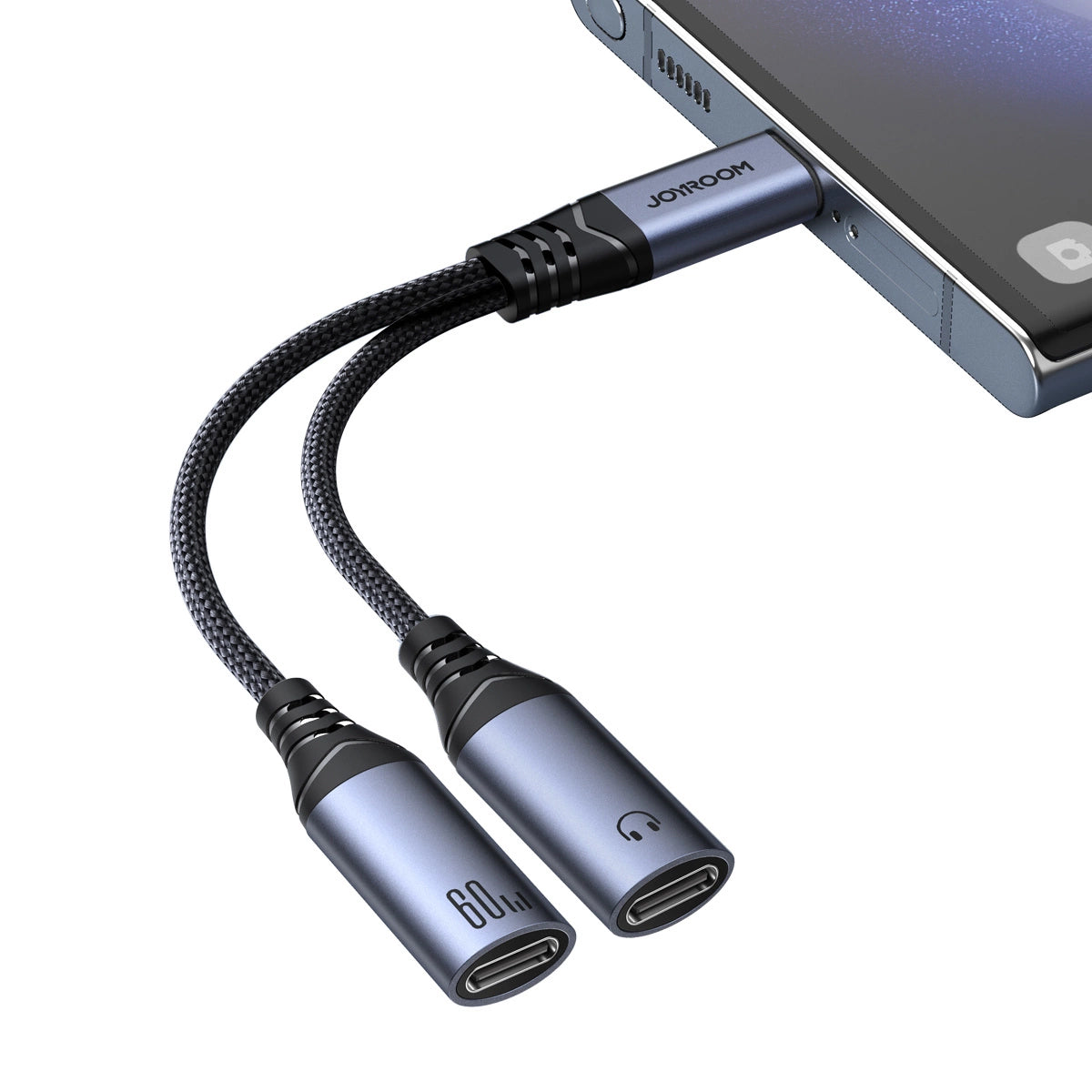 Audio-Kabel USB-C - 2 x USB-C Joyroom SY-C03, 0.14m, Schwarz