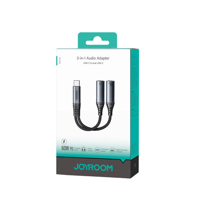Audio-Kabel USB-C - 2 x USB-C Joyroom SY-C03, 0.14m, Schwarz