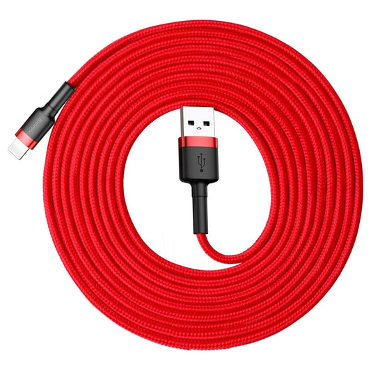 USB-A to Lightning Data and Charging Cable Baseus Cafule, 18W, 3m, Red CALKLF-R09