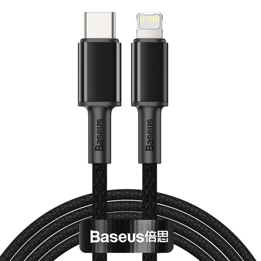 USB-C - Lightning Daten- und Ladekabel Baseus High Density Geflochten, 20W, 2m, Schwarz CATLGD-A01