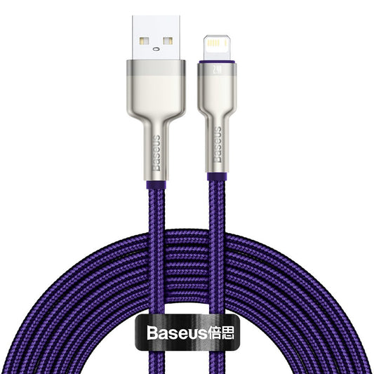 USB-A - Lightning Daten- und Ladekabel Baseus Cafule Metal Series, 18W, 2m, Lila CALJK-B05