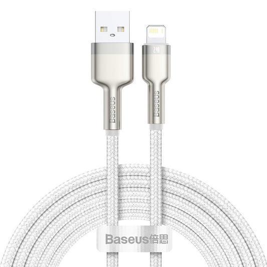USB-A - Lightning Lade- und Datenkabel Baseus Cafule Metal Series, 18W, 2m, Weiß CALJK-B02