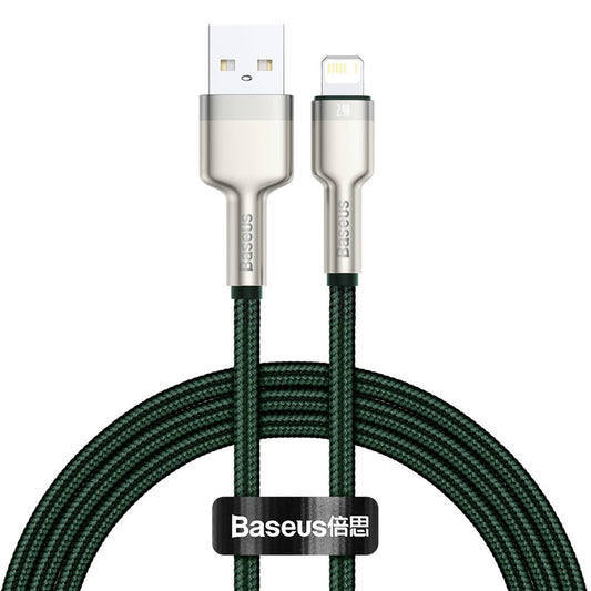 USB-A - Lightning Daten- und Ladekabel Baseus Cafule Metal Series, 18W, 1m, Grün CALJK-A06