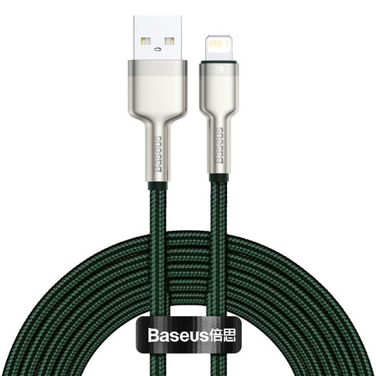 USB-A - Lightning Lade- und Datenkabel Baseus Cafule Metal Series, 18W, 2m, Grün CALJK-B06