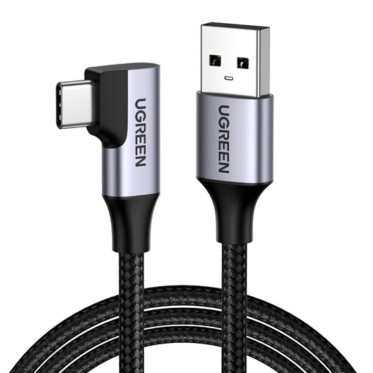 USB-A - USB-C Daten- und Ladekabel UGREEN US385 abgewinkelt, 60W, 1m, Grau 