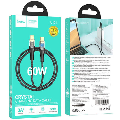 Daten- und Ladekabel USB-C - USB-C HOCO U121, 60W, 1.2m, Schwarz