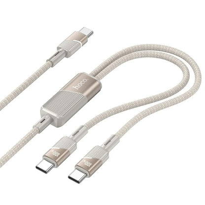 USB-C Daten- und Ladekabel - 2 x USB-C HOCO U139 2in1, 100W, 1.2m, Gold