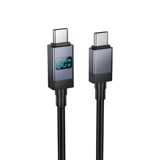 USB-C Daten- und Ladekabel - USB-C HOCO X118 Display, 60W, 1m, Schwarz