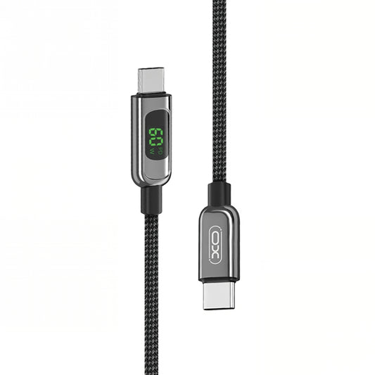 USB-C Daten- und Ladekabel - USB-C XO Design NB-Q203B Display, 60W, 1m, Schwarz