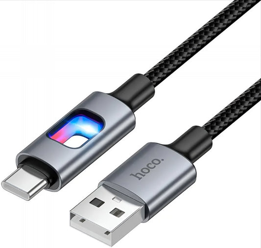 Daten- und Ladekabel USB-A - USB-C HOCO U144 Led, 18W, 1.2m, Schwarz
