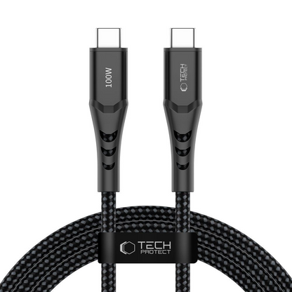 USB-C Data and Charging Cable - USB-C Tech-Protect UB11T Ultraboost, 100W, 2m, Black