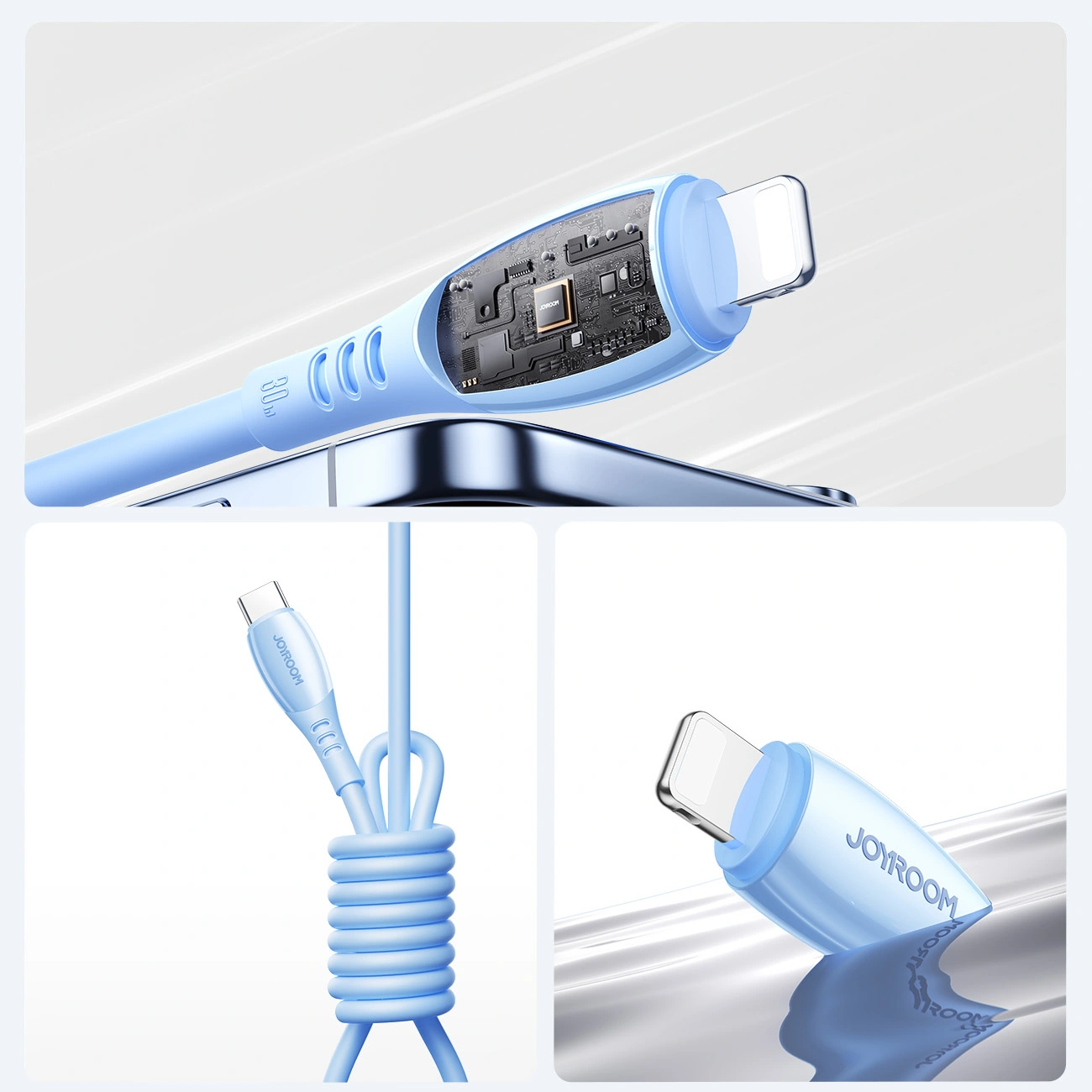 Daten- und Ladekabel USB-C - Lightning Joyroom S-A59 Vibrant, 30W, 1,2m, Blau