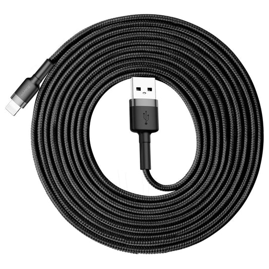 USB-A to Lightning Baseus Cafule Data and Charging Cable, 18W, 3m, Grey CALKLF-RG1