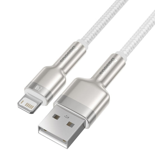 USB-A - Lightning Lade- und Datenkabel Baseus Cafule Metal Series, 18W, 2m, Weiß CALJK-B02