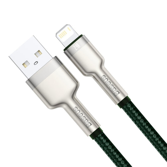 USB-A - Lightning Lade- und Datenkabel Baseus Cafule Metal Series, 18W, 2m, Grün CALJK-B06