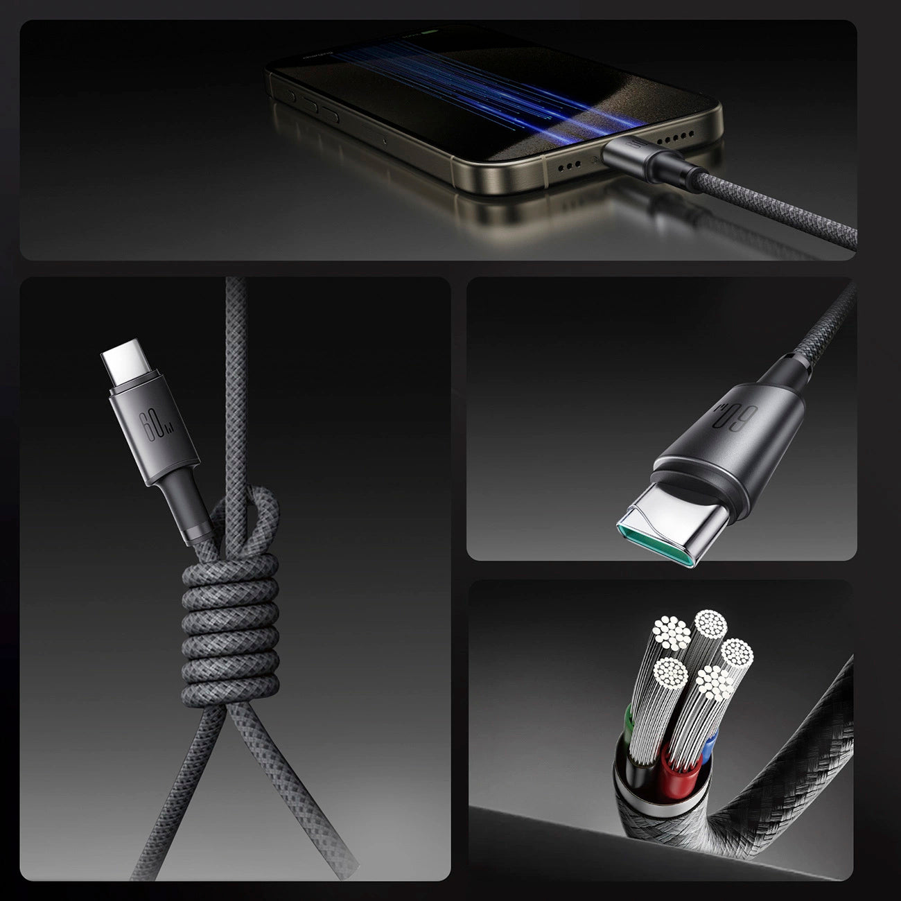 USB-C Daten- und Ladekabel - USB-C Joyroom S-A50, 60W, 1.2m, Grau