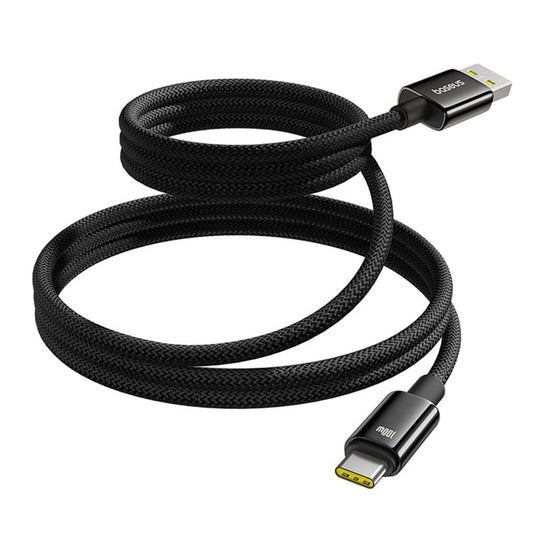 Baseus Tungsten Gold USB-A to USB-C Data and Charging Cable, 100W, 1m, Black P10319805111-02