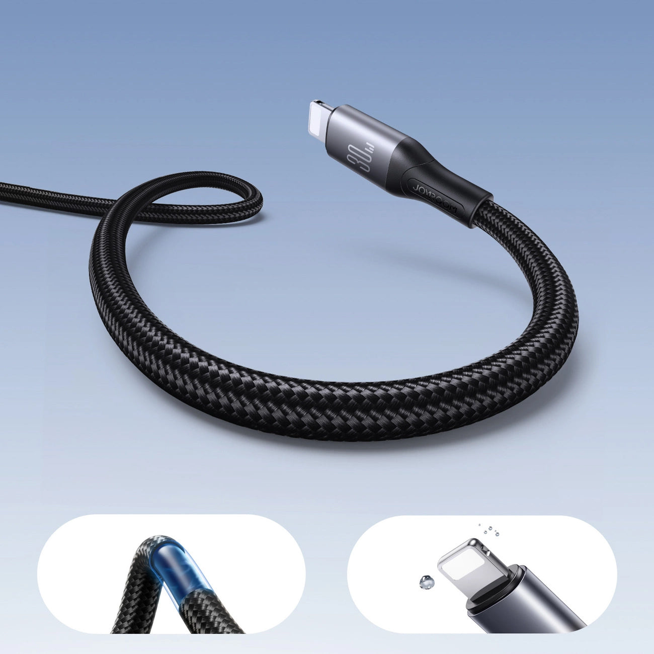 USB-C - Lightning Lade- und Datenkabel Joyroom S-A28 Flash, 30W, 1m, Schwarz