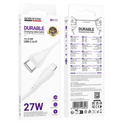 USB-C Daten- und Ladekabel - USB-C Borofone BX121 Energy, 60W, 1m, Weiß