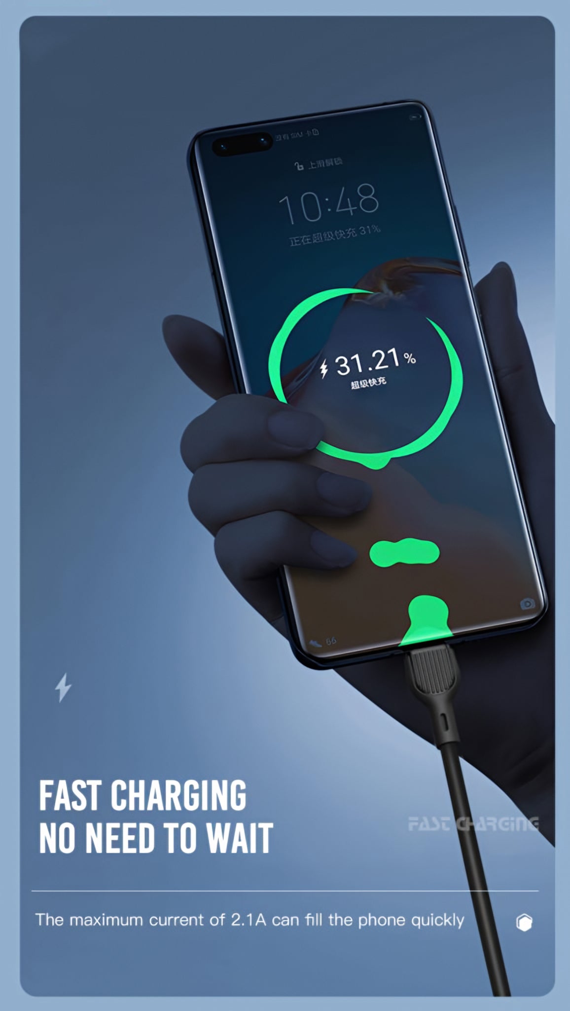 USB-A - USB-C Daten- und Ladekabel XO Design NB200, 10W, 1m, Schwarz