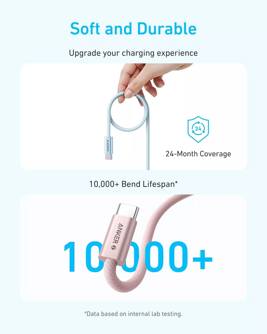 USB-C Daten- und Ladekabel - USB-C Anker Zolo, 240W, 1.8m, Weiß A8060H22