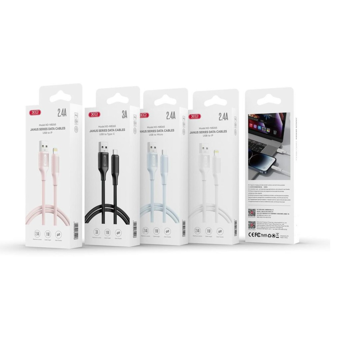 USB-A to USB-C Data and Charging Cable XO Design NB265, 18W, 1m, White