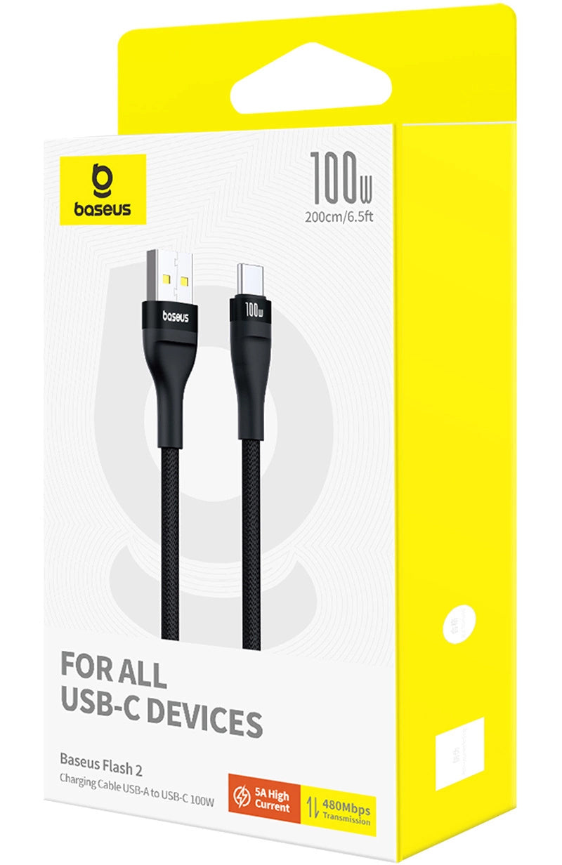 Daten- und Ladekabel USB-A - USB-C Baseus Flash Series II, 100W, 2m, Schwarz P10311804111-01