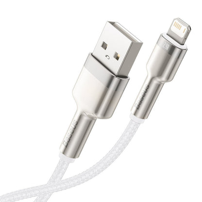 USB-A - Lightning Lade- und Datenkabel Baseus Cafule Metal Series, 18W, 2m, Weiß CALJK-B02