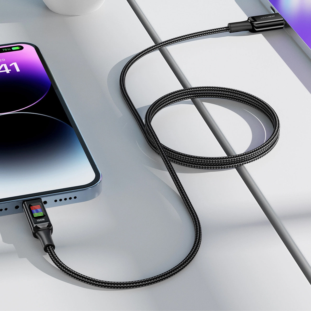 USB-C Daten- und Ladekabel - USB-C Acefast C7-03, 100W, 1,2m, Schwarz