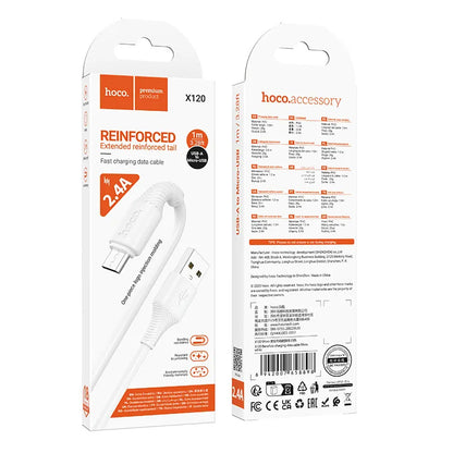 Daten- und Ladekabel USB-A - microUSB HOCO X120, 18W, 1m, Weiß