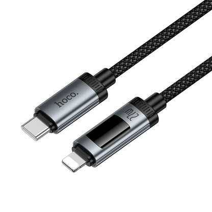 USB-C to Lightning Data and Charging Cable HOCO Display U148, 27W, 1.2m, Black