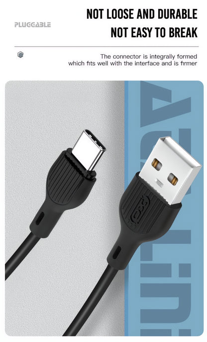 USB-A - USB-C Daten- und Ladekabel XO Design NB200, 10W, 1m, Schwarz